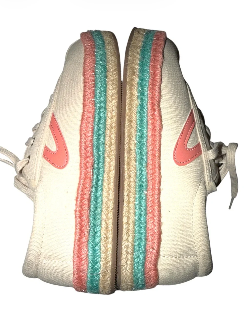 Tretorn Nylite Plus Espadrille Sneakers in Cream with Pink & Blue Accents